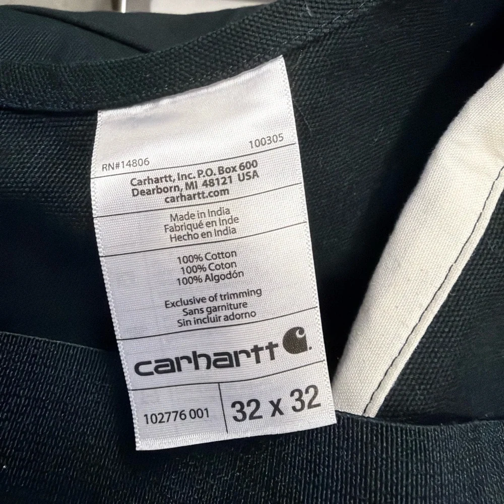 Carhartt Black Canvas Bib Overalls with Brass Hardware